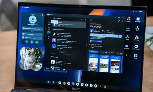 صفحه نمایش لپ‌تاپ ایسر (Acer) با رابط کاربری سیستم‌عامل کروم‌او‌اس
